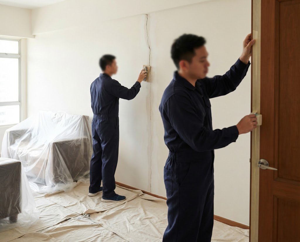 HOSAPRO painters preparing a wall