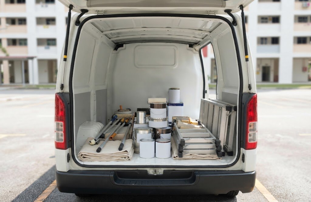 Painting supplies loaded and ready for a job